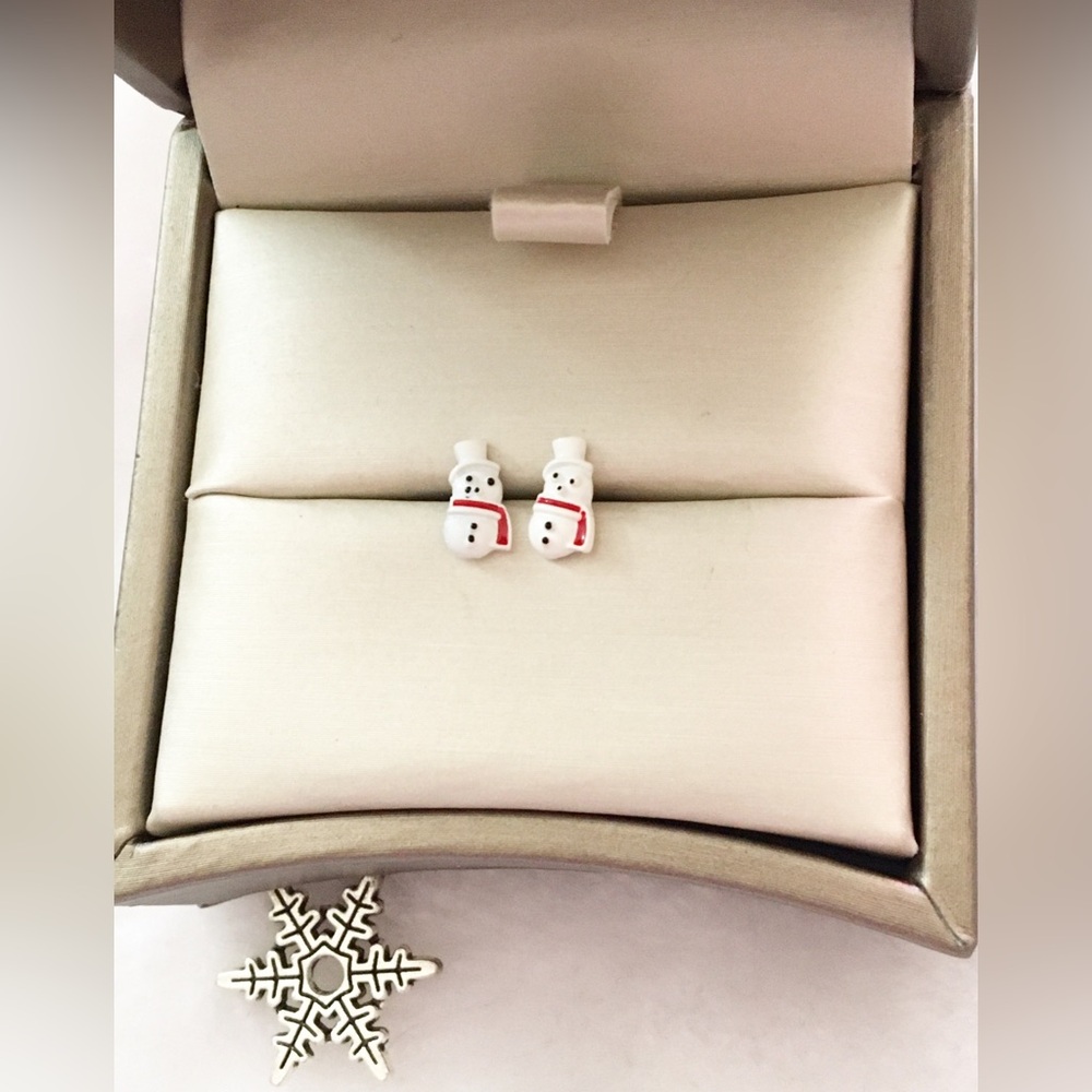 Festive Snowman Earrings in White and Red